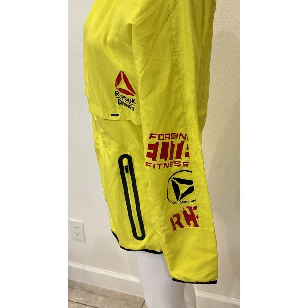 Reebok CrossFit Windbreaker Jacket Neon Yellow Women's XS Full Zip Athletic
